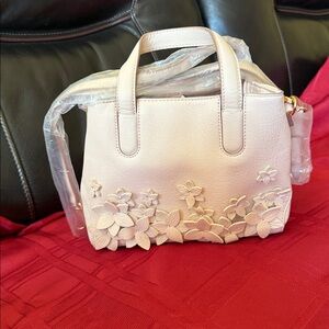 LC Lauren Conrad Blush Floral Applique Tote